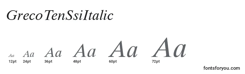 Размеры шрифта GrecoTenSsiItalic