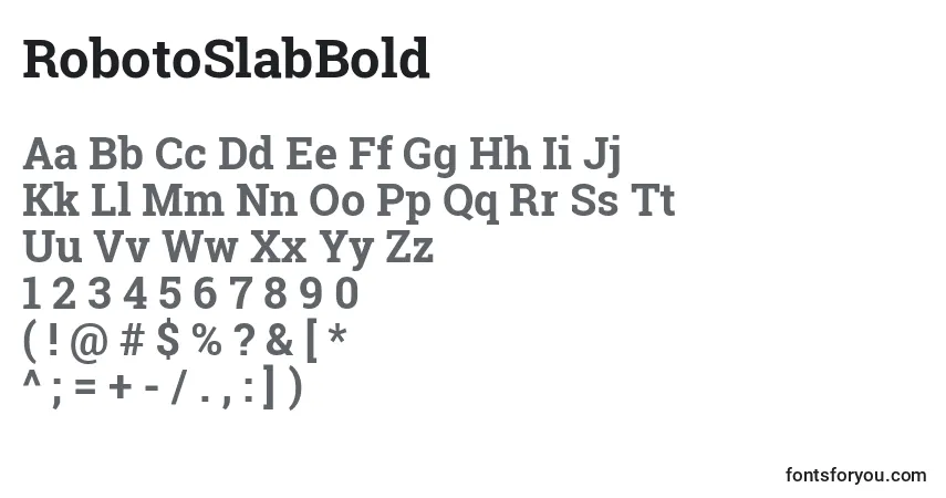 A fonte RobotoSlabBold – alfabeto, números, caracteres especiais
