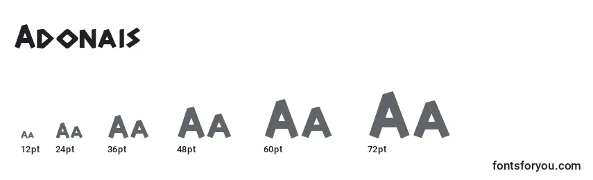 Размеры шрифта Adonais