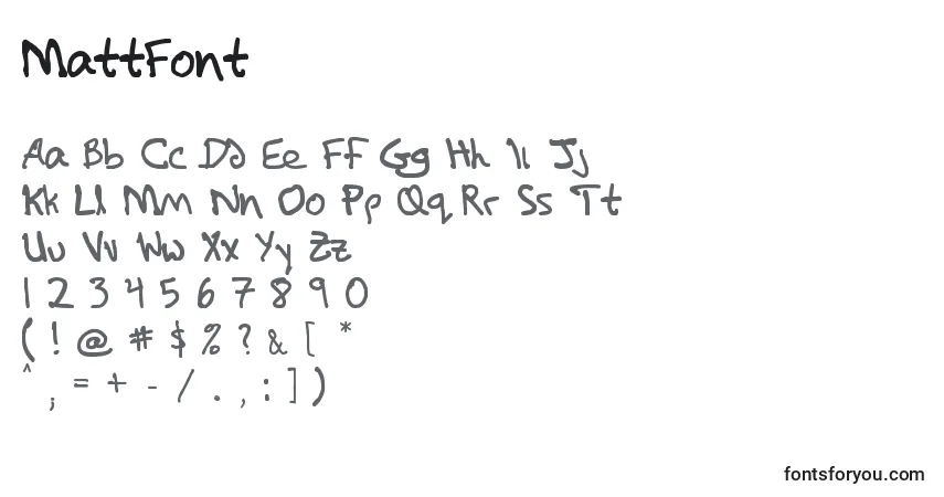 Schriftart MattFont – Alphabet, Zahlen, spezielle Symbole