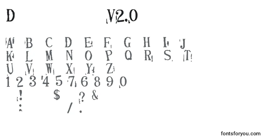 A fonte DepressionistV2.0 – alfabeto, números, caracteres especiais