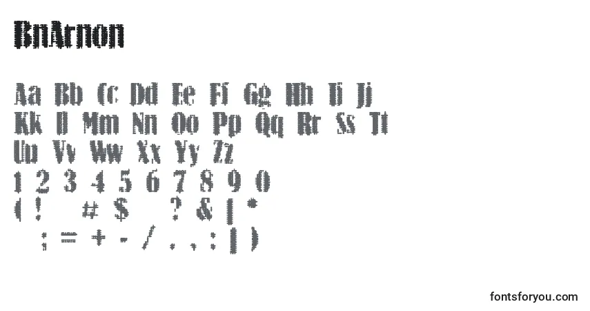 BnArnon-fontti – aakkoset, numerot, erikoismerkit