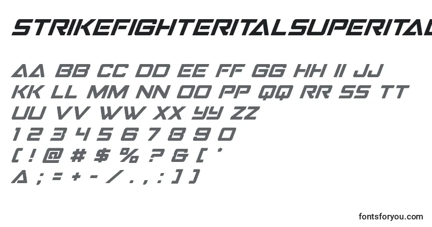 Шрифт Strikefighteritalsuperital – алфавит, цифры, специальные символы