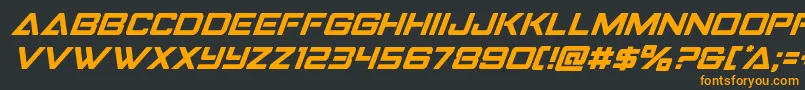 Fonte Strikefighteritalsuperital – fontes laranjas em um fundo preto