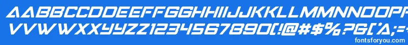 Strikefighteritalsuperital Font – White Fonts on Blue Background