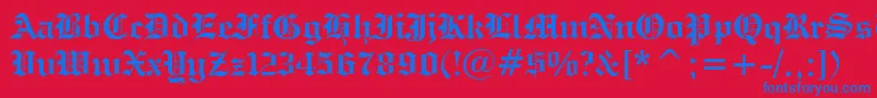 EngraversOldEnglishBoldBt Font – Blue Fonts on Red Background