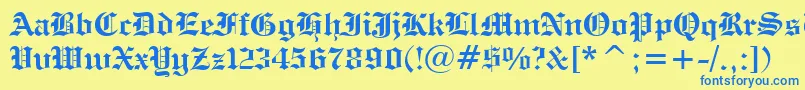 EngraversOldEnglishBoldBt Font – Blue Fonts on Yellow Background