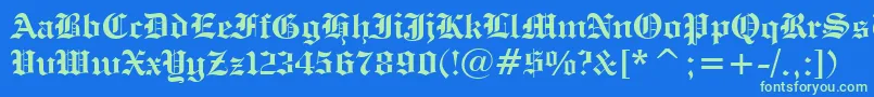 EngraversOldEnglishBoldBt Font – Green Fonts on Blue Background