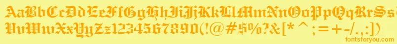 EngraversOldEnglishBoldBt Font – Orange Fonts on Yellow Background