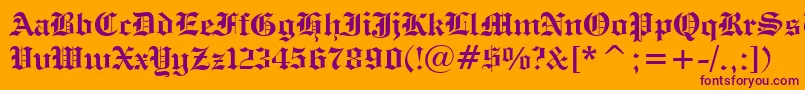 EngraversOldEnglishBoldBt Font – Purple Fonts on Orange Background