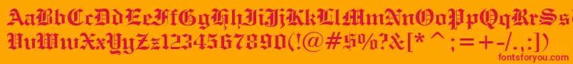 EngraversOldEnglishBoldBt Font – Red Fonts on Orange Background
