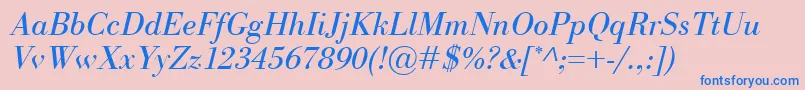 Czcionka BodoniClassicoItalic – niebieskie czcionki na różowym tle