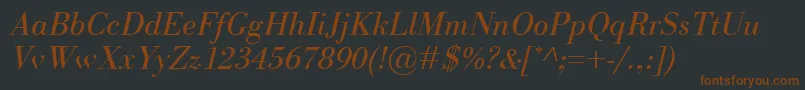 Czcionka BodoniClassicoItalic – brązowe czcionki na czarnym tle