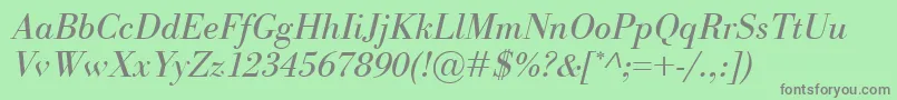 BodoniClassicoItalic Font – Gray Fonts on Green Background