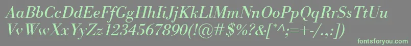 BodoniClassicoItalic Font – Green Fonts on Gray Background