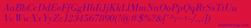 BodoniClassicoItalic Font – Purple Fonts on Red Background