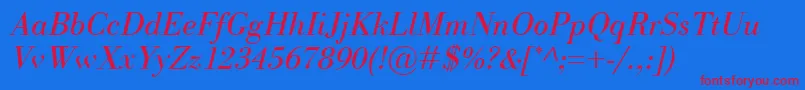 BodoniClassicoItalic Font – Red Fonts on Blue Background