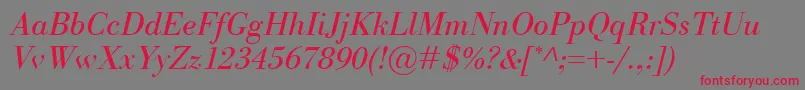 BodoniClassicoItalic Font – Red Fonts on Gray Background