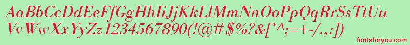BodoniClassicoItalic Font – Red Fonts on Green Background