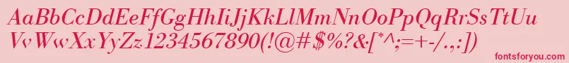 BodoniClassicoItalic Font – Red Fonts on Pink Background