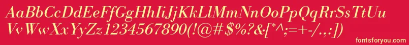 フォントBodoniClassicoItalic – 黄色の文字、赤い背景