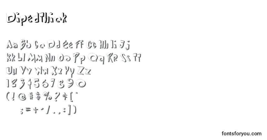 Czcionka DipedThick – alfabet, cyfry, specjalne znaki