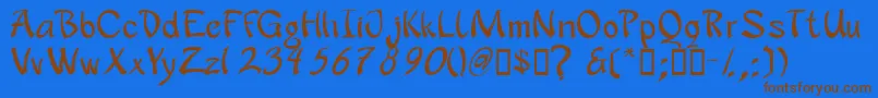 フォントApanrg – 茶色の文字が青い背景にあります。