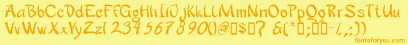 フォントApanrg – オレンジの文字が黄色の背景にあります。