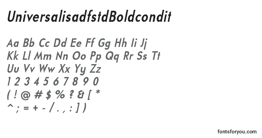 A fonte UniversalisadfstdBoldcondit – alfabeto, números, caracteres especiais
