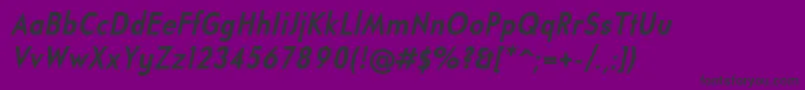 UniversalisadfstdBoldcondit-fontti – mustat fontit violetilla taustalla