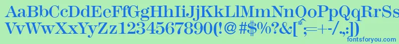 M791ModernRegular Font – Blue Fonts on Green Background