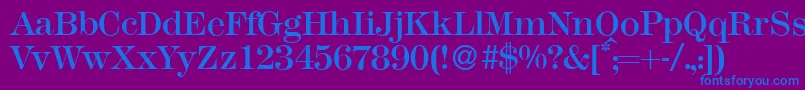 M791ModernRegular-Schriftart – Blaue Schriften auf violettem Hintergrund