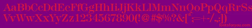 M791ModernRegular Font – Red Fonts on Purple Background
