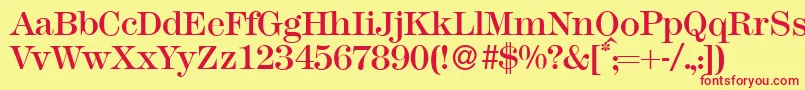 M791ModernRegular Font – Red Fonts on Yellow Background