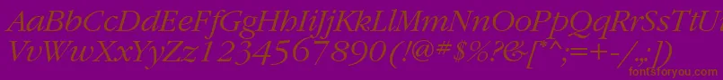 GaramondtttItalic-Schriftart – Braune Schriften auf violettem Hintergrund