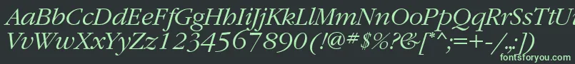 GaramondtttItalic Font – Green Fonts on Black Background