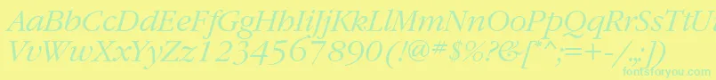 GaramondtttItalic Font – Green Fonts on Yellow Background