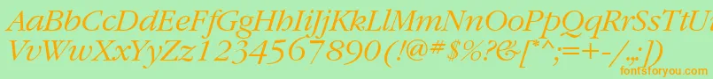 GaramondtttItalic Font – Orange Fonts on Green Background