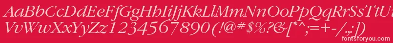 GaramondtttItalic Font – Pink Fonts on Red Background