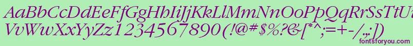 GaramondtttItalic Font – Purple Fonts on Green Background