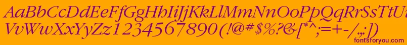 GaramondtttItalic Font – Purple Fonts on Orange Background