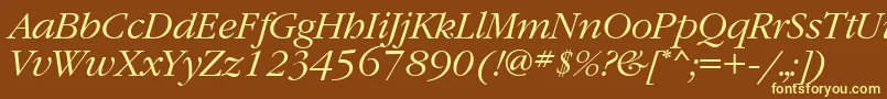 GaramondtttItalic Font – Yellow Fonts on Brown Background