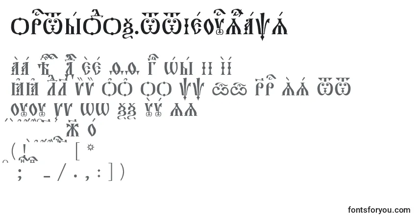 Czcionka Orthodox.TtIeucs8Caps – alfabet, cyfry, specjalne znaki