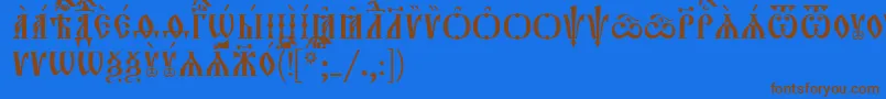 フォントOrthodox.TtIeucs8Caps – 茶色の文字が青い背景にあります。