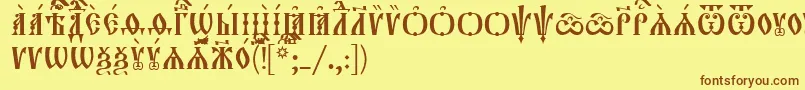 フォントOrthodox.TtIeucs8Caps – 茶色の文字が黄色の背景にあります。