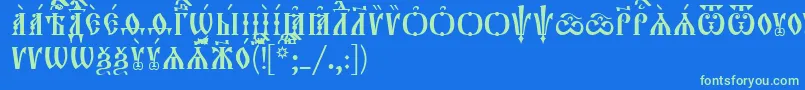 Orthodox.TtIeucs8Caps Font – Green Fonts on Blue Background