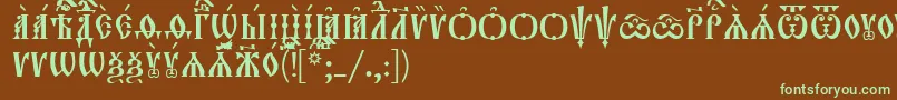 フォントOrthodox.TtIeucs8Caps – 緑色の文字が茶色の背景にあります。