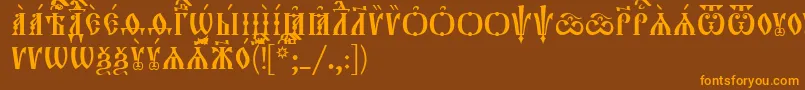 フォントOrthodox.TtIeucs8Caps – オレンジ色の文字が茶色の背景にあります。