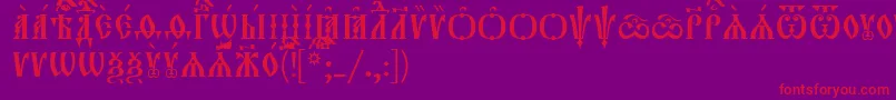 Orthodox.TtIeucs8Caps-Schriftart – Rote Schriften auf violettem Hintergrund