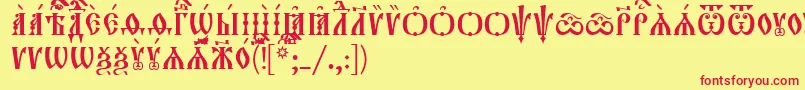 Orthodox.TtIeucs8Caps-Schriftart – Rote Schriften auf gelbem Hintergrund